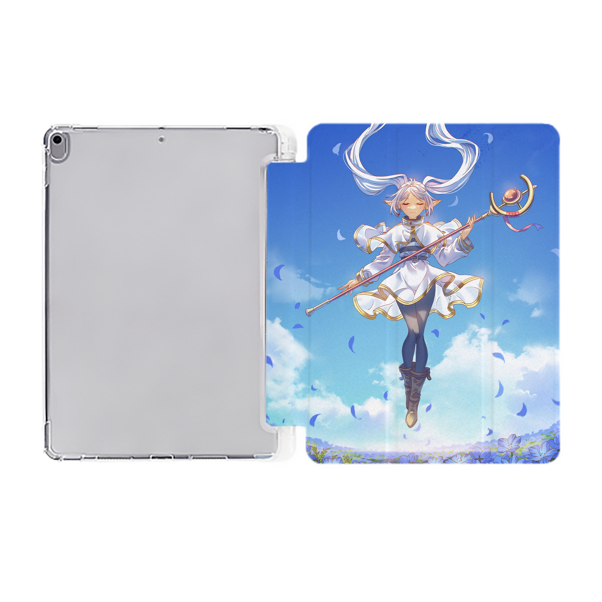 （画像用） 葬送のフリーレン Frieren IPad ケース ペン収納付き 三つ折りスタンド PUレザー×シリコン 対応機種9.5/10.5/10.9インチ